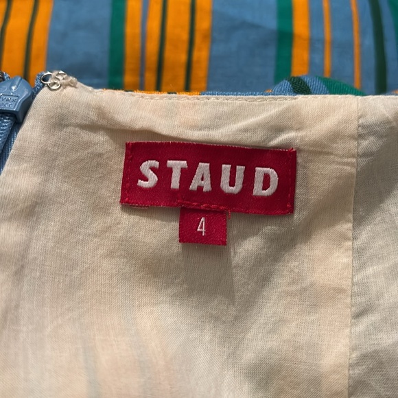 Staud Women’s Celestine Wrap-Effect Linen Stripe Ibiza Dress Size 4 - Picture 3 of 5